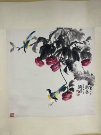 张世简  事事如意 花鸟画  一幅