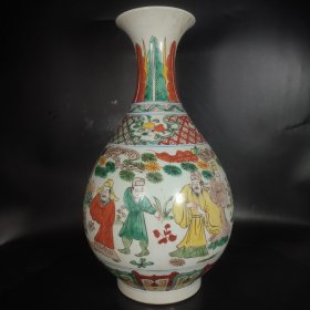 大明弘治年制，五彩手绘人物故事玉壶春瓶，尺寸如图