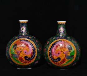 大明宣德年制珐琅彩掐丝凤纹扁瓶，高45×32厘米