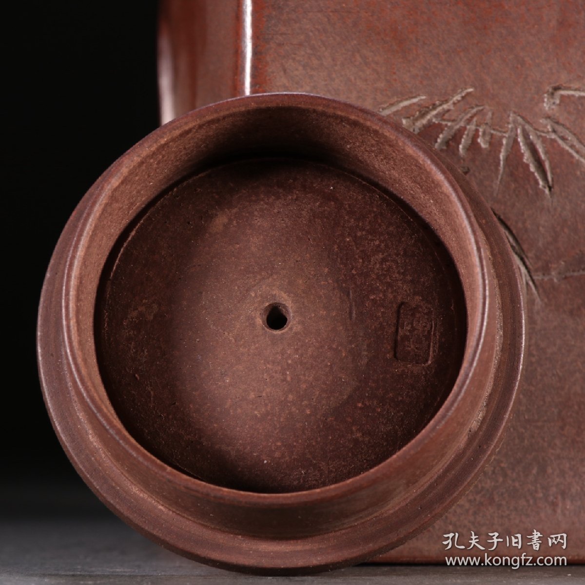 清 杨彭年款紫砂竹纹方壶