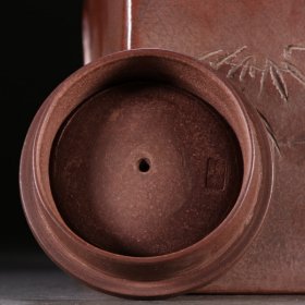 清 杨彭年款紫砂竹纹方壶