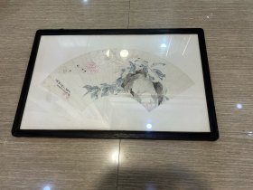 岭南画派创始人居廉扇面，上款人为清代大学者陈澧，附送清代老酸枝原框，保真惠让