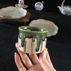 全新日本瓷器织布烧粗陶自然挂釉茶杯