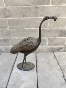 紫铜仙鹤熏香炉 器型独特 皮壳老辣便宜出