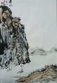 书画名家笔墨真迹，著名禅意书画家贾双林山水作品:远航