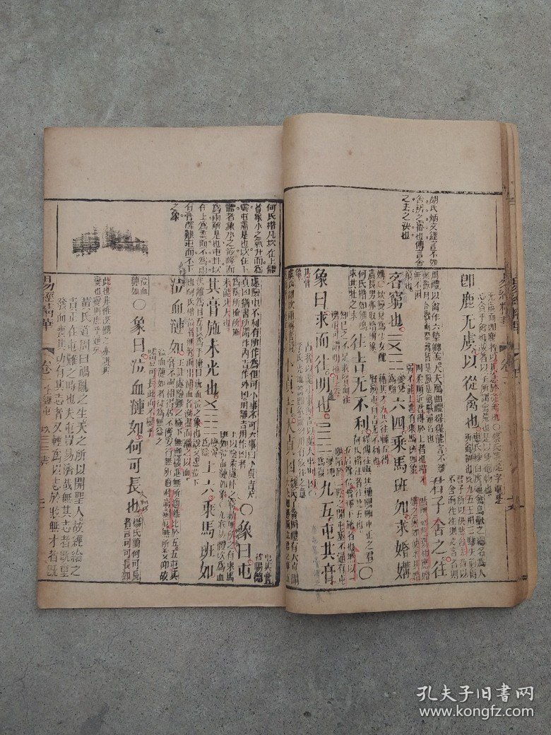 精品典藏:清同治年 大红酸枝木盒【易经精华】木印大开本全套，保存完整，无虫蛀、无鼠咬，包老保真，品相如图！