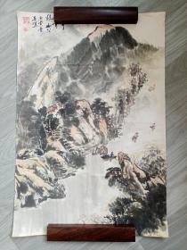 江夏画派传人周会平国画精品“峡江图”，托裱，品见描述包快递。