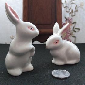 瓷塑小白兔合售 70年代创汇产品