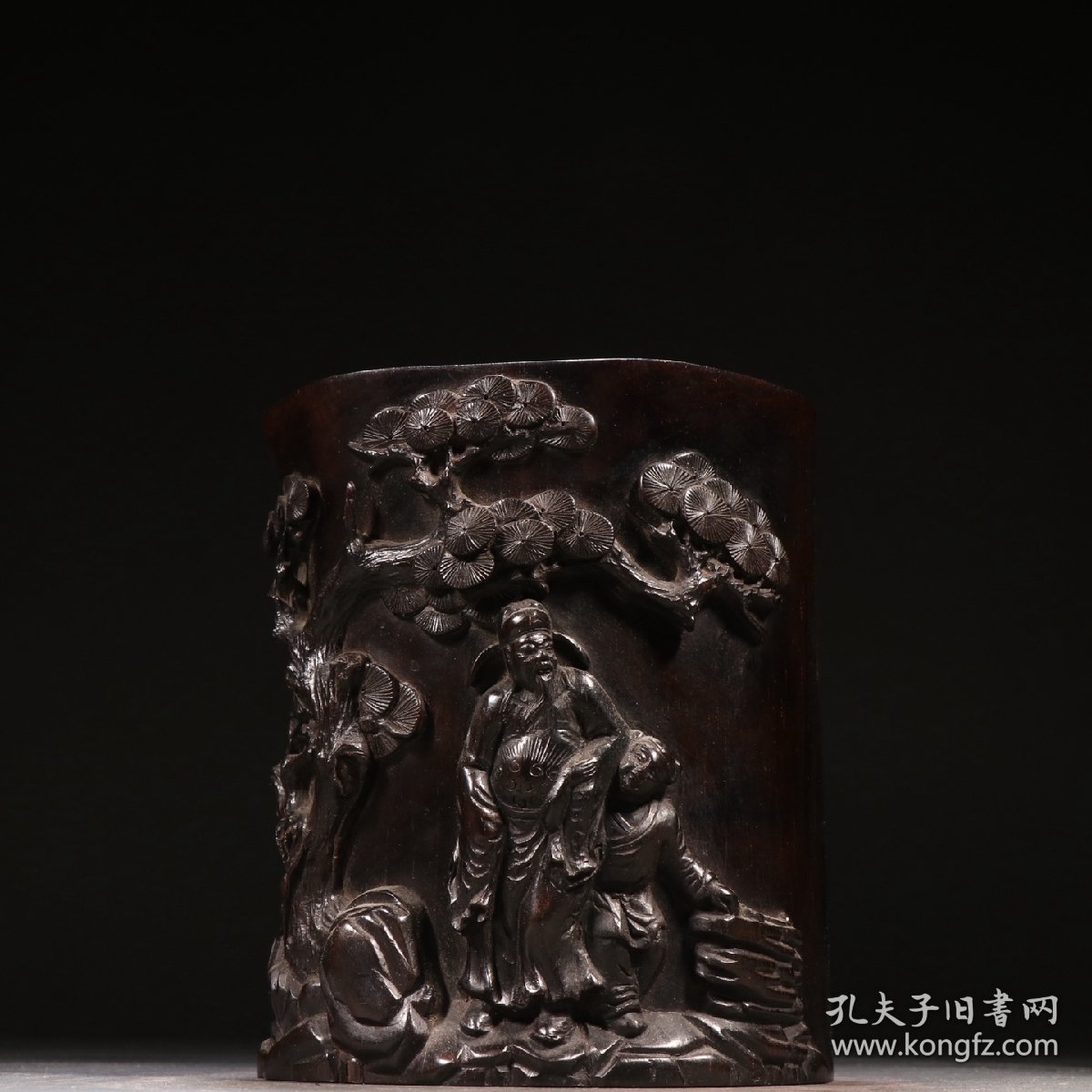 清 紫檀人物故事笔筒