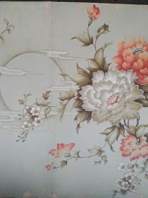 陆之甫 1986年设计画作 床单被单原稿(春光美)之一花月图案