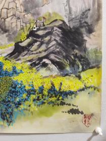 刘开渠，旧藏保真手绘，著名画家，画心尺寸为69x69，品相如图自然旧，江苏徐州萧县人，