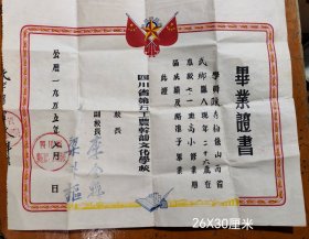 1955年四川省第五工农干部文化学校毕业证书