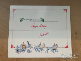 弗兰克-威尔斯（1932-1994，迪士尼历史上最成功的总裁兼首席运营官之一，10 年管理期内使公司业务史无前例的增长）手书贺卡一通