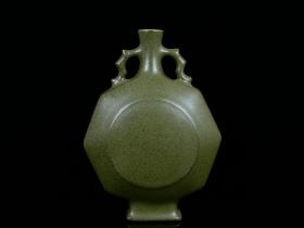 清乾隆茶叶末釉扁瓶 古玩古董古瓷器老货收藏