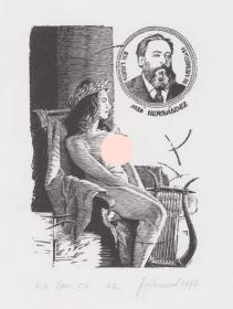 叶夫根尼～世界名人阿根廷诗人何塞.埃尔南德斯版画藏书票原作