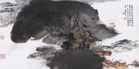 张大千 水竹居图。纸本大小89.19*179.56厘米。宣纸原色微喷印制,