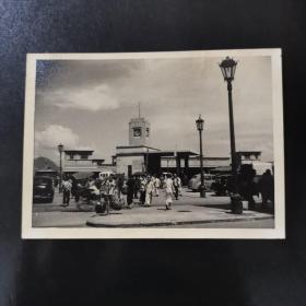 民国时期香港天星码头路灯黑白老照片