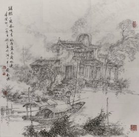 嘉兴美协原主席-凌大纶水乡作品