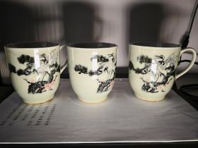 建国初期老龙泉松鹤茶杯3只合售