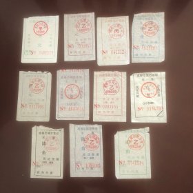 早期成都市城市客运车票11张不同（成都汽车票根）