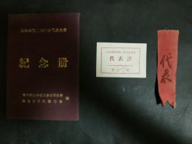 长春市第二届学生代表大会纪念册、代表证、代表签（3件合售）