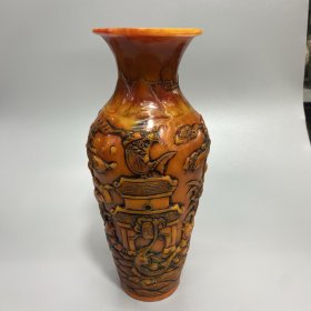 仿蜜蜡鲤鱼跳龙门花瓶摆件 尺寸如图