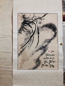 高继文 漳州市 花鸟 作品兰石68+48cm画心240511