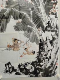 保真书画，苏州国画院副院长，常熟市美协主席，姚新峰老师四尺整纸《秋日童趣》国画精品一幅，138×70cm笔墨精纯，意趣横生！高手！欢迎藏友鉴赏交流，