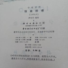 中西对照恒星图表1950。