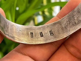 精美双龙戏珠老银镯