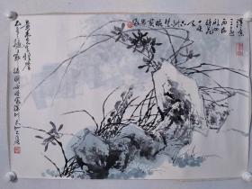 保真书画，湖北著名画家，李国 俊 花鸟画一幅，尺寸：60*87.5纸本镜心