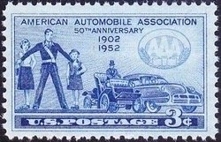 美国1952邮票 汽车协会50周年