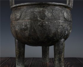 商周青铜器红斑绿绣纹三足双耳鼎古董古玩古铜器文玩艺术收藏老物