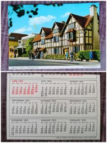 外国明信片～英国原版1972年，莎士比亚故乡年历。品如图。