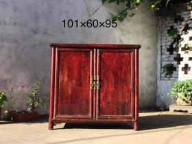 明式做工小书柜，可做茶柜或餐边柜，圆角圆帽，简约优雅，包老货