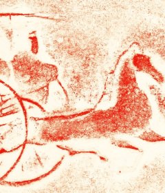 车骑图。东漢。四川大學博物馆。拓片尺寸56.24*51.2厘米。宣纸艺术微喷复制。红