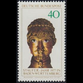 德国邮票西德1977年腓特烈大帝雕像邮票 新 1全