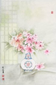 （保真）张宝文 四尺三开 ​ 出生于天津。自幼酷爱书画艺术，擅长工笔花鸟与人物画。从师天津美术学院教授《杨沛璋》《邓荣存》二位名师，也是他们的关门弟子，得意门生。在二位名师的引导下，一步步走来成为了一名名副其实的职业画家。现为天津河东美术家协会会员。
