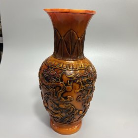 仿蜜蜡龙花瓶摆件 尺寸如图