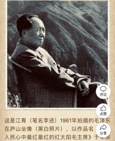 江青（笔名李进）1961年拍摄毛主席在庐山坐相（黑白照片）原版照片