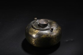 铜贴花汤婆子暖手壶 直径12cm 高8cm 重255克