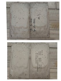 约清代毛笔手写，摹宋本淳化阁贴双勾书法册页，存28面，作者不详，有手写目录，书法精湛，虫蛀严重品相较差，每开尺寸30x28厘米 包老保真包手写