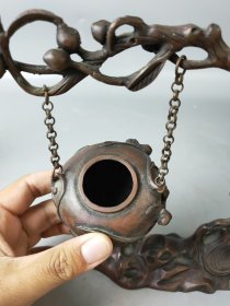 民国文房铜熏香炉，纯手工雕刻