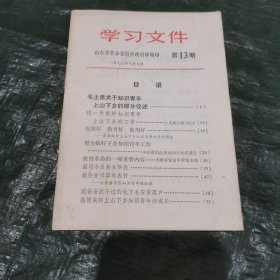 学习文件1973年第13期（知识青年上山下乡内容，目录见图） FC0350