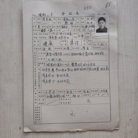 1977年教师登记表： 南郊小学/红旗人民公社 垬山大队 赵万里？ 贴有照片