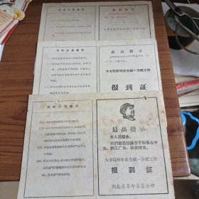 70年代语录报到证3份