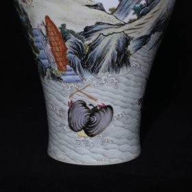 旧藏 清乾隆珐琅彩描金水漫金山人物故事纹福耳瓶 高31.8×20厘米