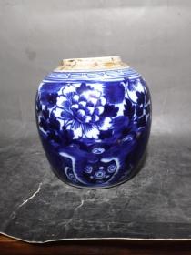 清代洋蓝瓷罐