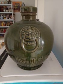 福寿大罐 酒瓶 衔环兽面纹 宜兴五朵金花 绿釉，釉色肥润深沉，美不胜收 福寿双全罐