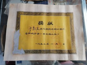 徐州老奖状：徐州市铜山县科普积极分子奖状1张1957年